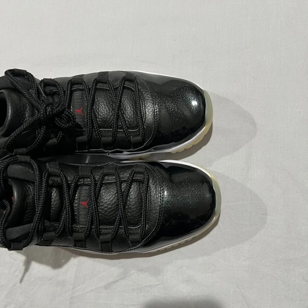 Nike Air Jordan 11 72-10 Retro Low Mens Black White Patent Shoes Sneakers 11.5
